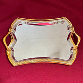 Gold-plated masterpiece: medium-sized rectangular tray with a noble shine